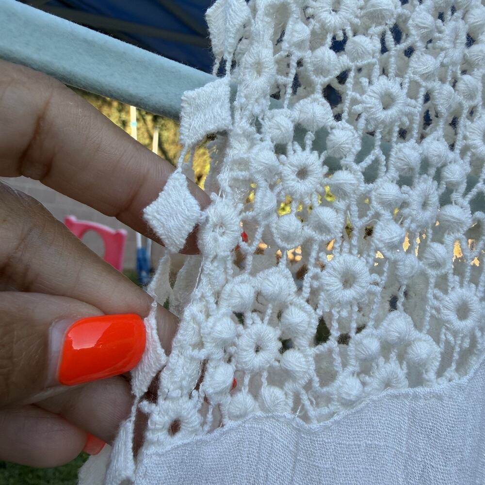 FATE Boho Crochet Lace Maxi Dress Medium Ivory Sleeveless Cottagecore Festival - Picture 13 of 13